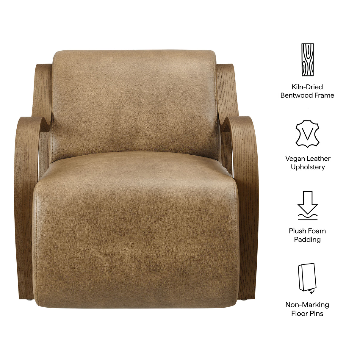 Atrium Vegan Leather Accent Armchair - Toast