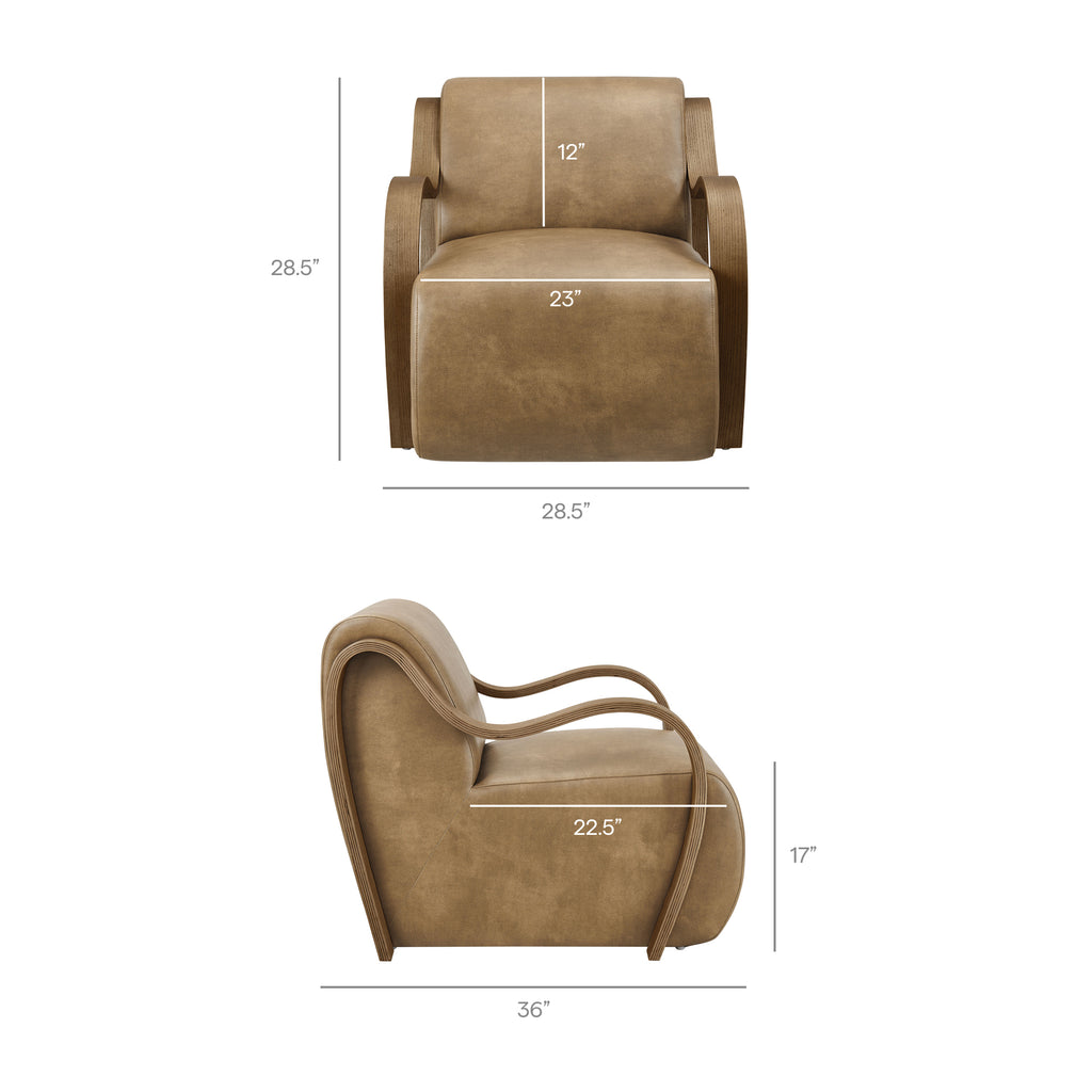 Atrium Vegan Leather Accent Armchair - Toast
