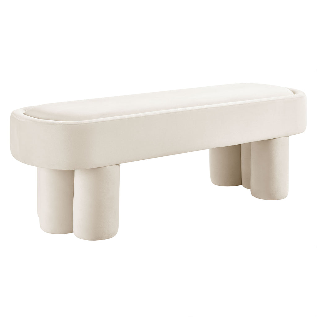 Mossi Oval Performance Velvet Accent Bench - Alabster