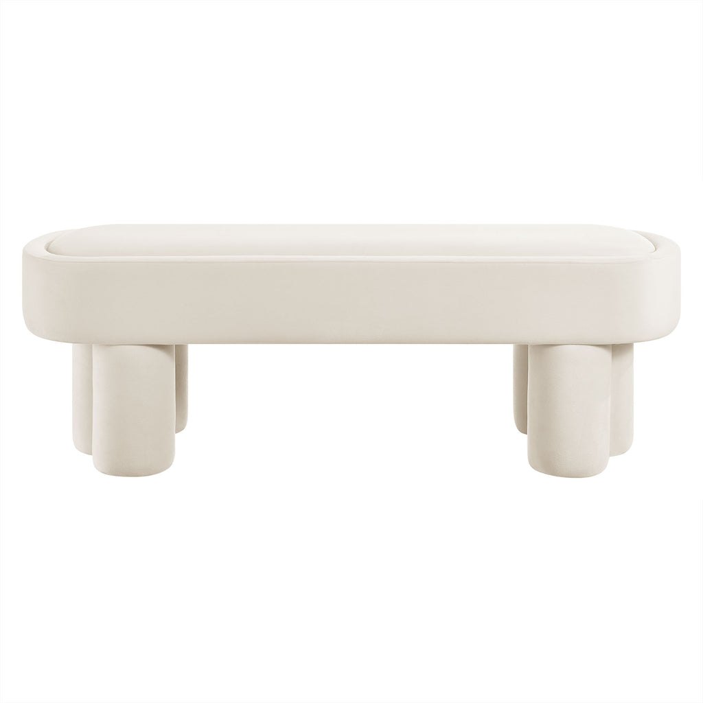 Mossi Oval Performance Velvet Accent Bench - Alabster