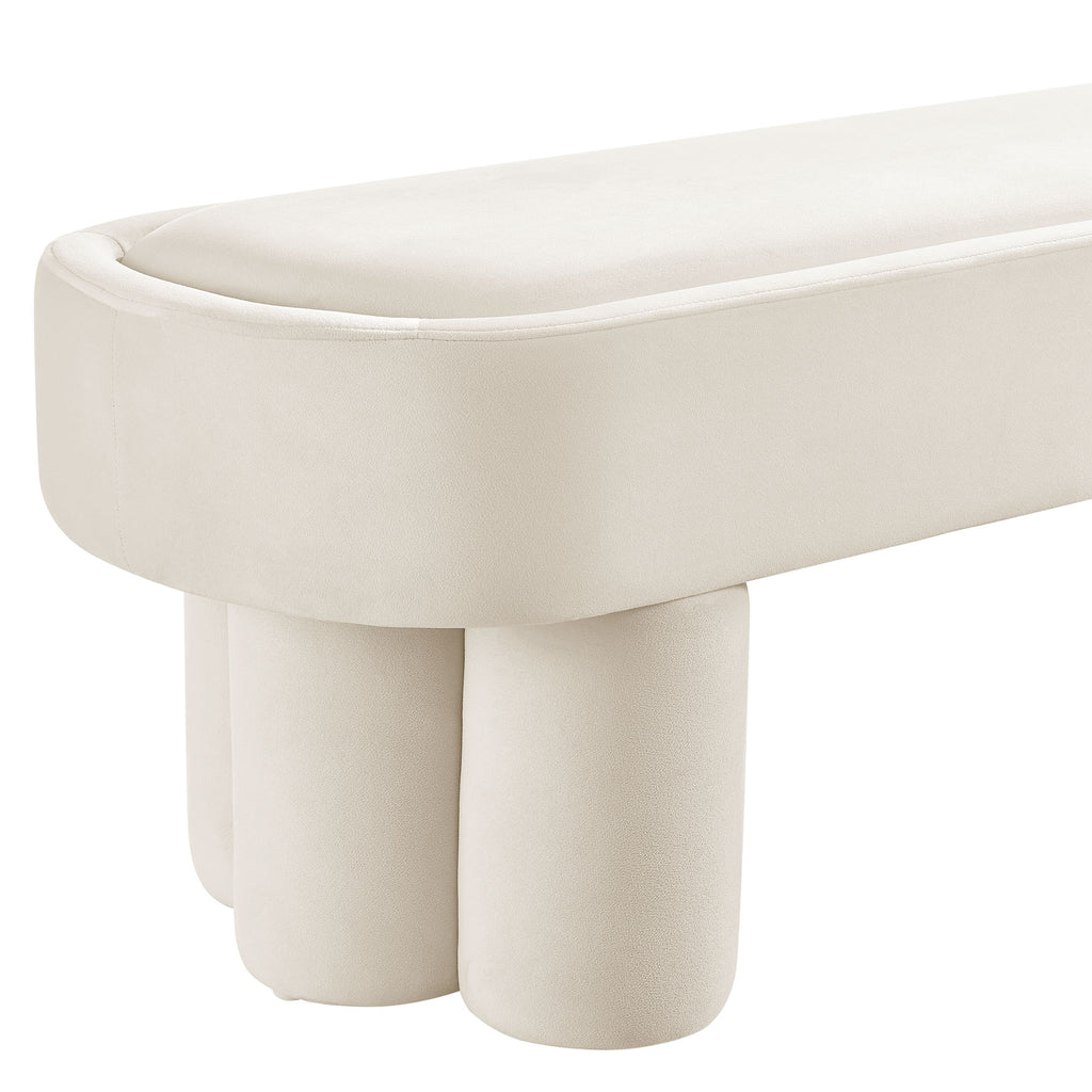 Mossi Oval Performance Velvet Accent Bench - Alabster