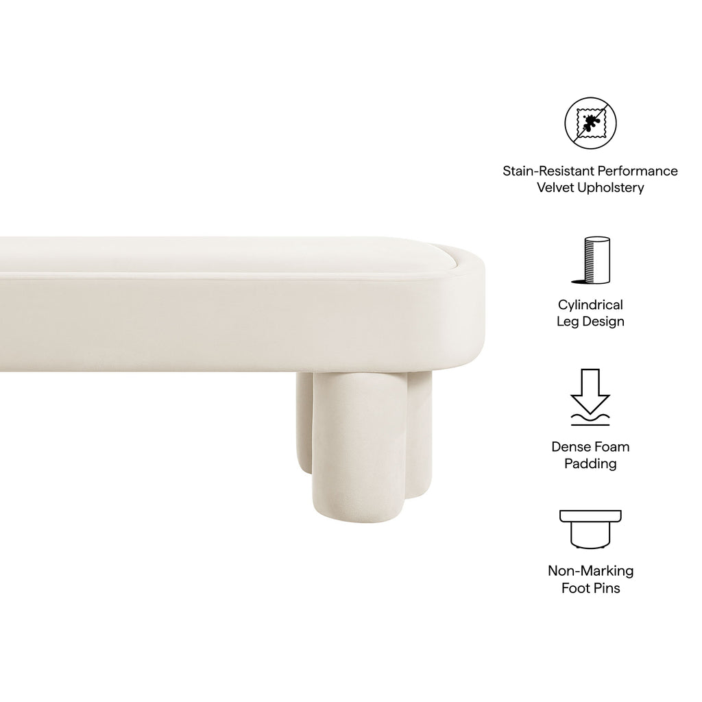 Mossi Oval Performance Velvet Accent Bench - Alabster