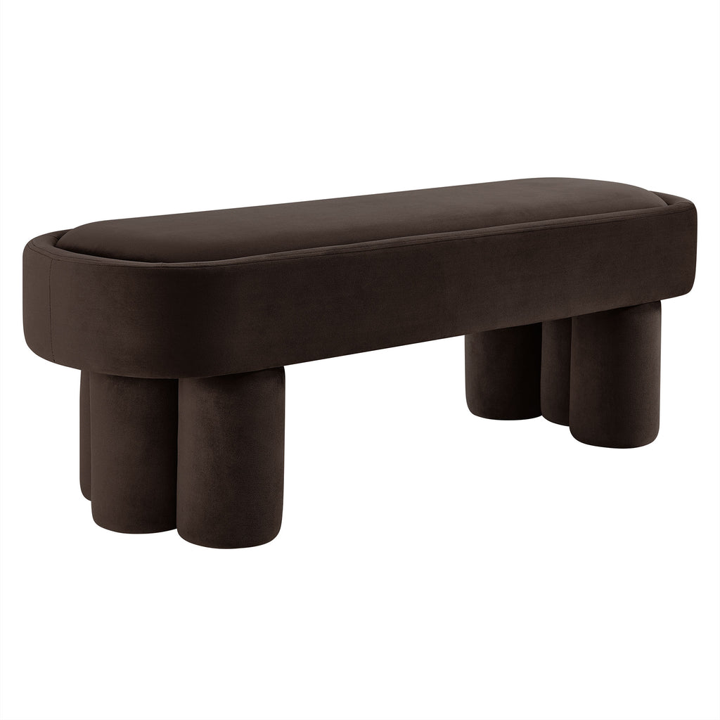 Mossi Oval Performance Velvet Accent Bench - Chocolate Brown