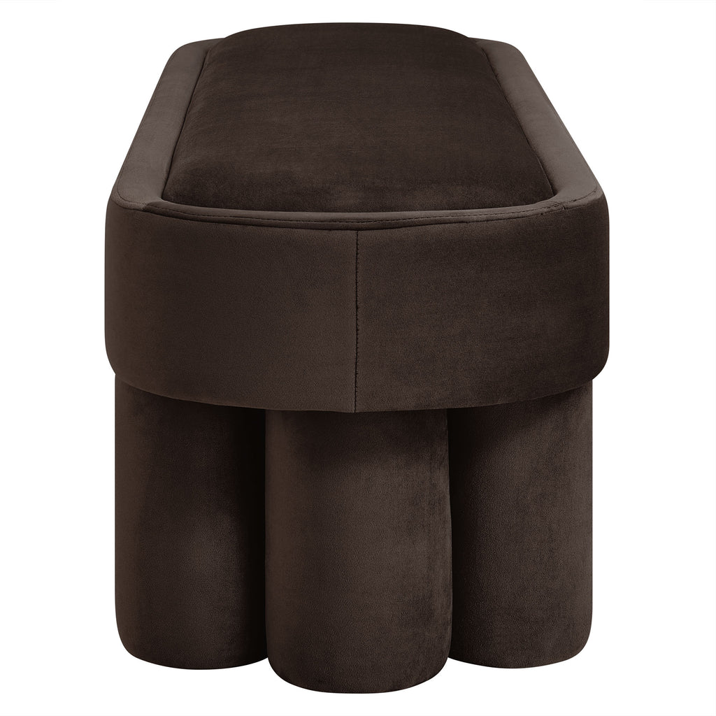 Mossi Oval Performance Velvet Accent Bench - Chocolate Brown