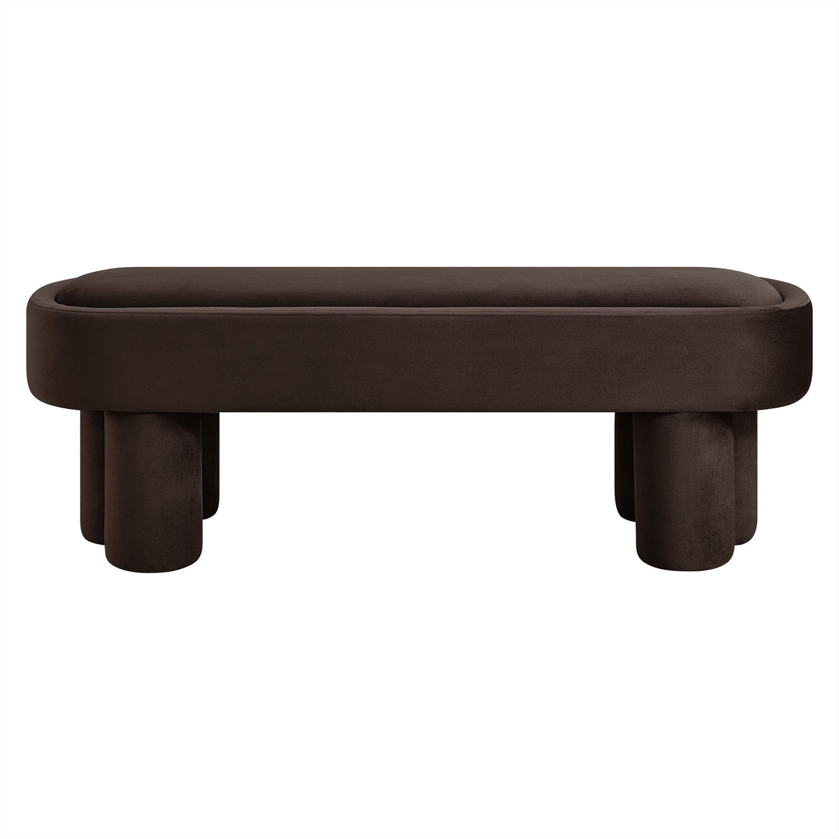 Mossi Oval Performance Velvet Accent Bench - Chocolate Brown