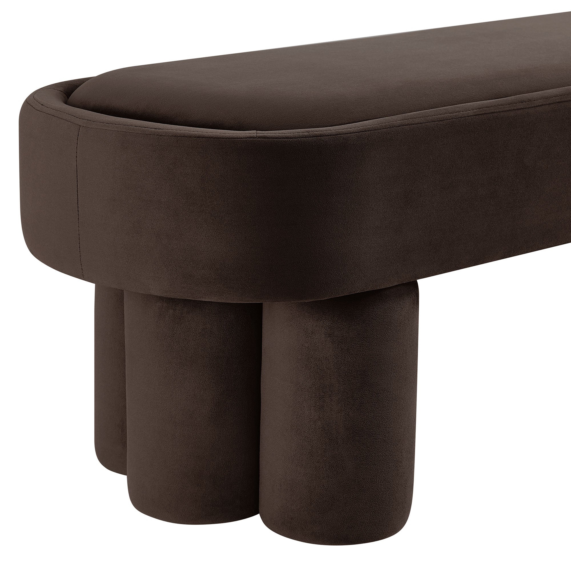 Mossi Oval Performance Velvet Accent Bench - Chocolate Brown
