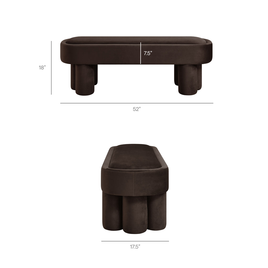 Mossi Oval Performance Velvet Accent Bench - Chocolate Brown