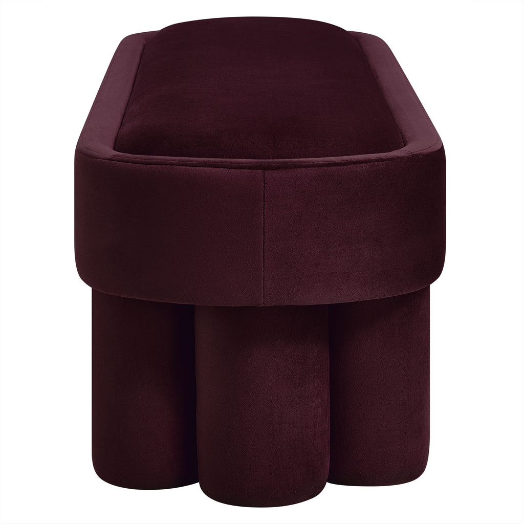Mossi Oval Performance Velvet Accent Bench - Mulberry