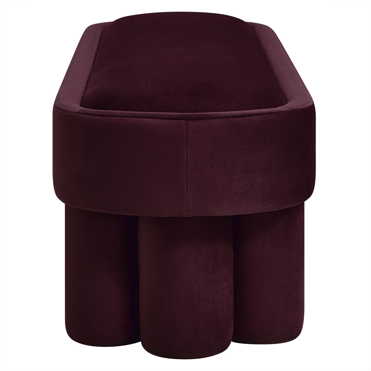 Mossi Oval Performance Velvet Accent Bench - Mulberry