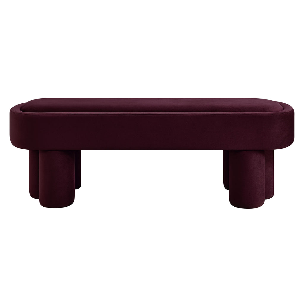Mossi Oval Performance Velvet Accent Bench - Mulberry