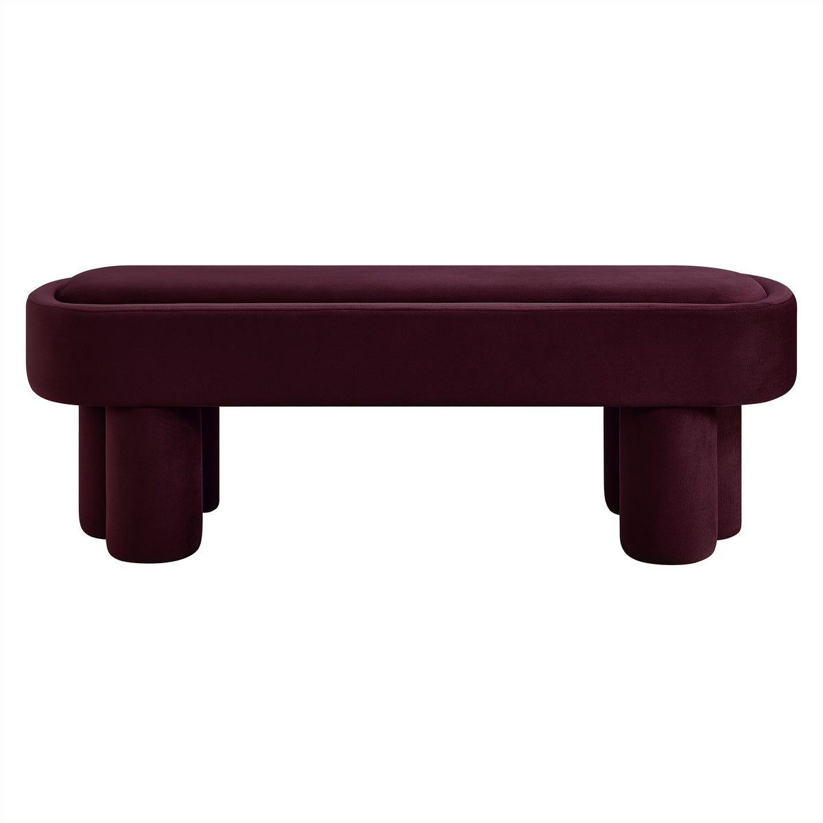 Mossi Oval Performance Velvet Accent Bench - Mulberry