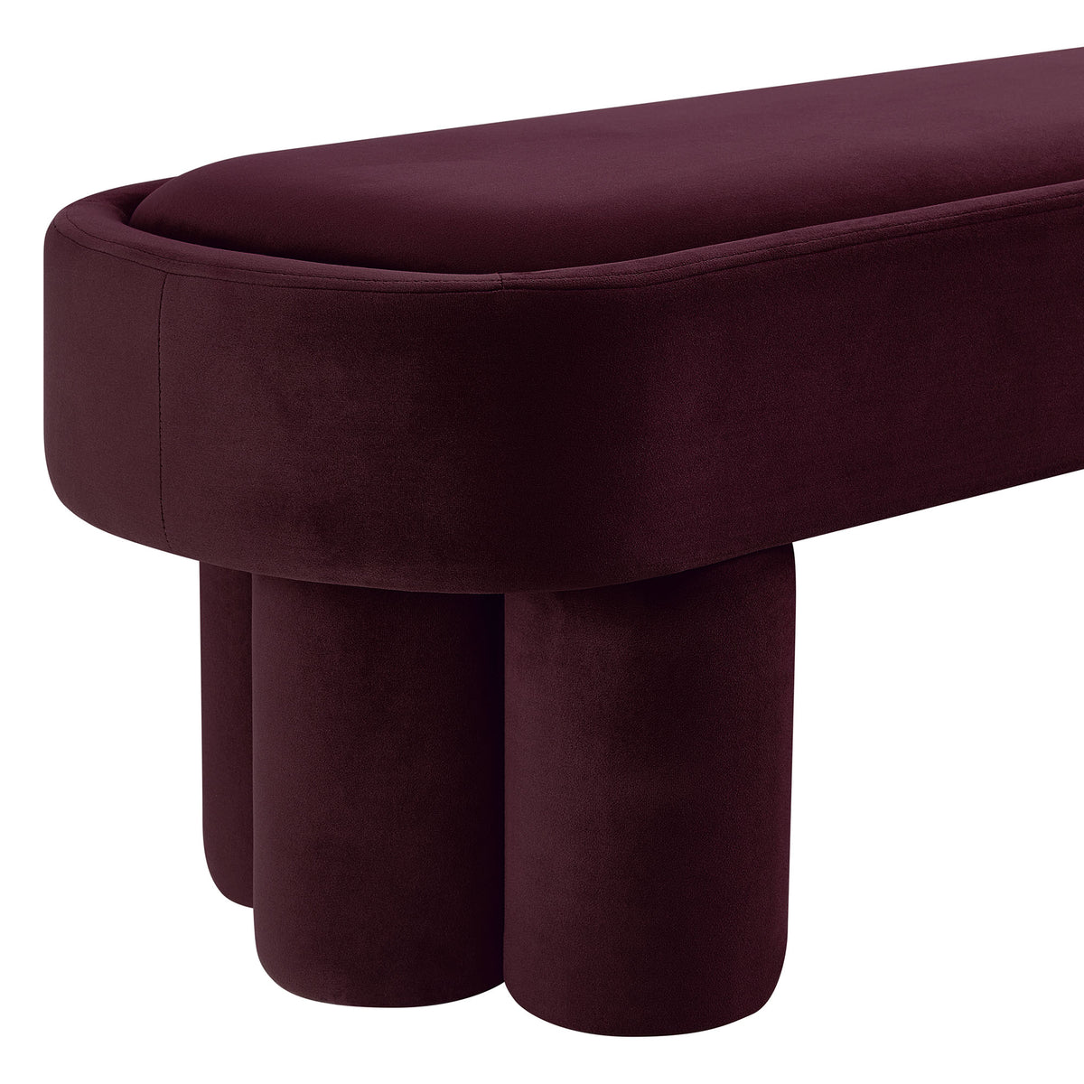 Mossi Oval Performance Velvet Accent Bench - Mulberry