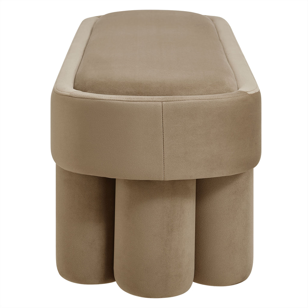 Mossi Oval Performance Velvet Accent Bench - Taupe