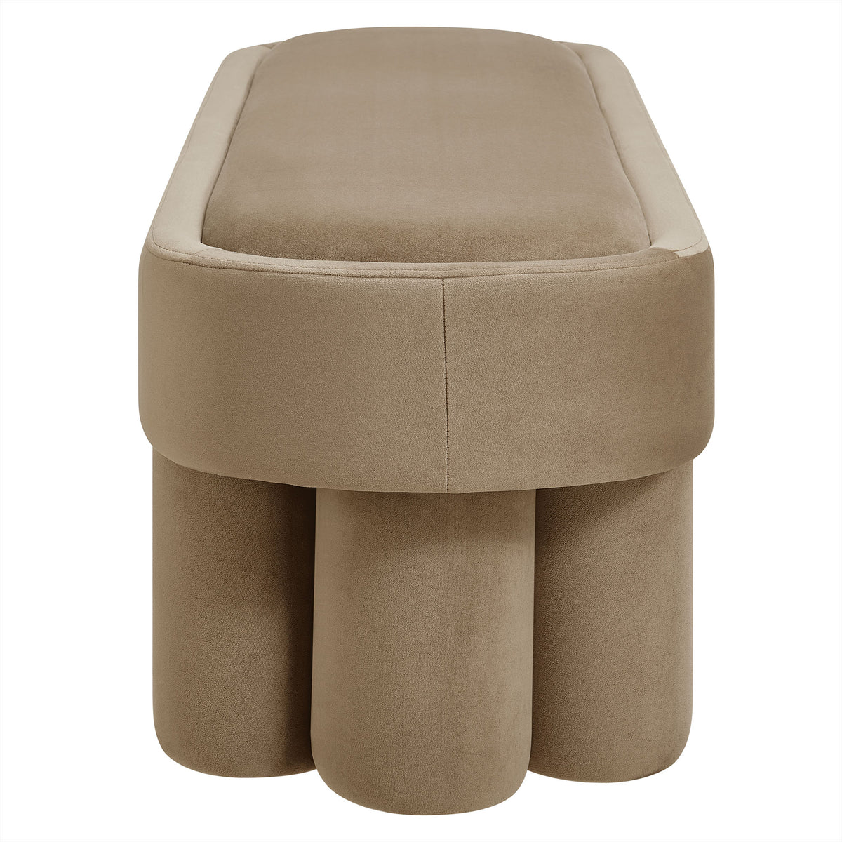 Mossi Oval Performance Velvet Accent Bench - Taupe