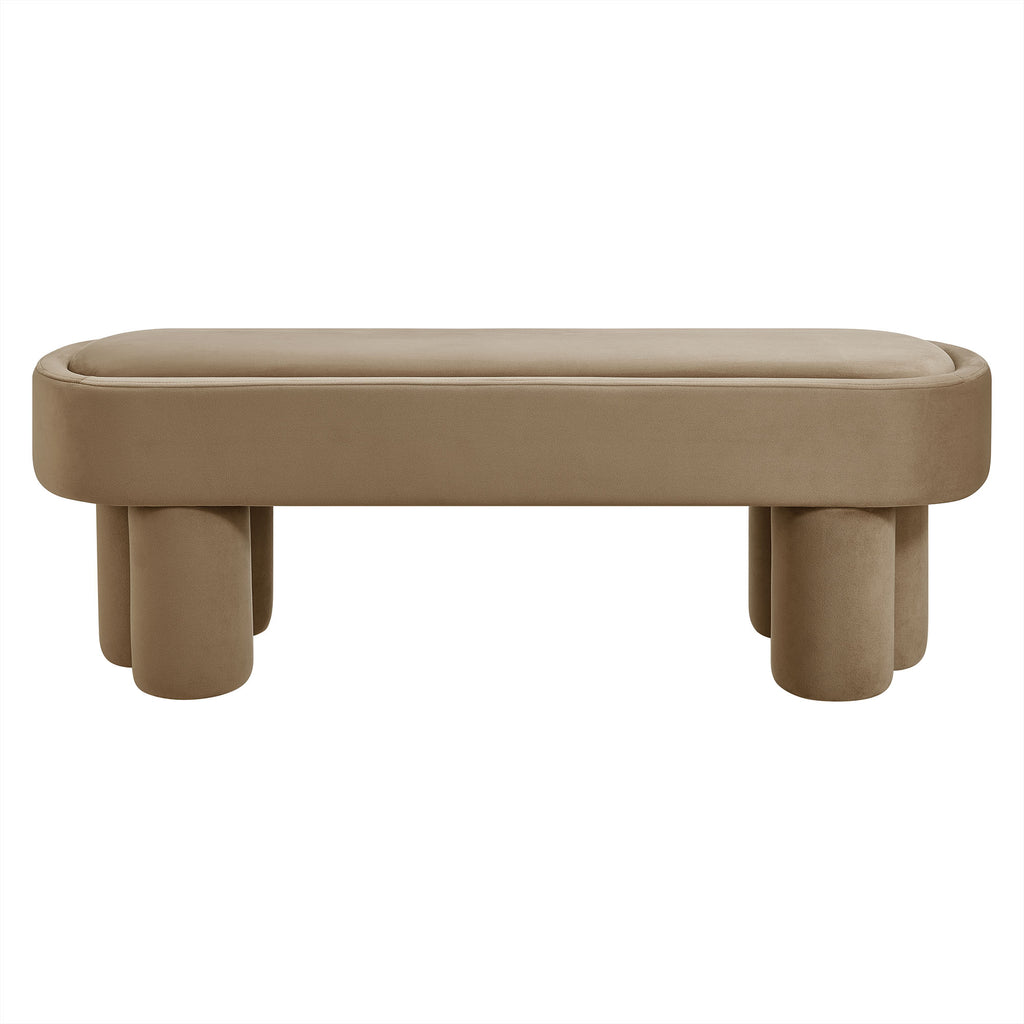 Mossi Oval Performance Velvet Accent Bench - Taupe