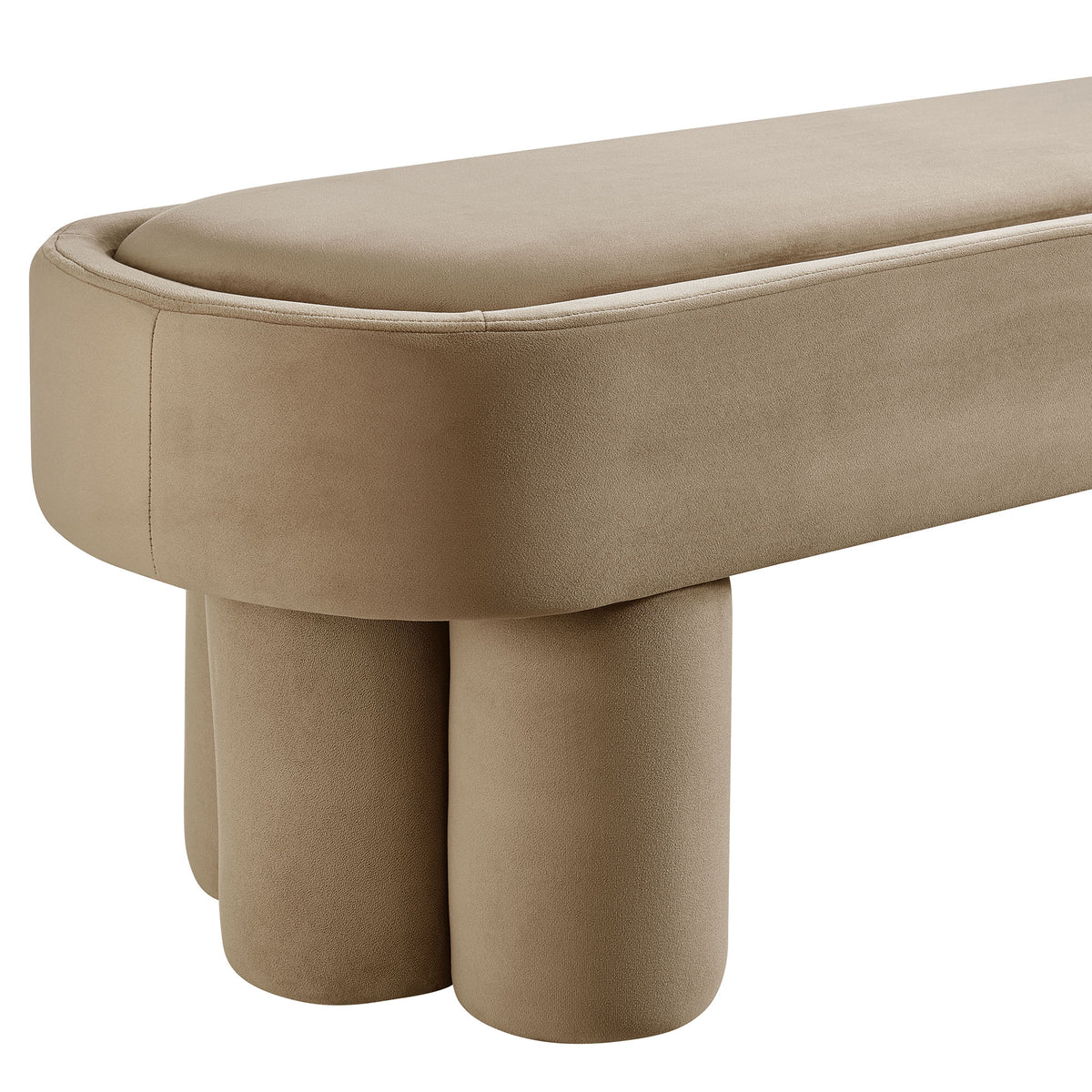 Mossi Oval Performance Velvet Accent Bench - Taupe