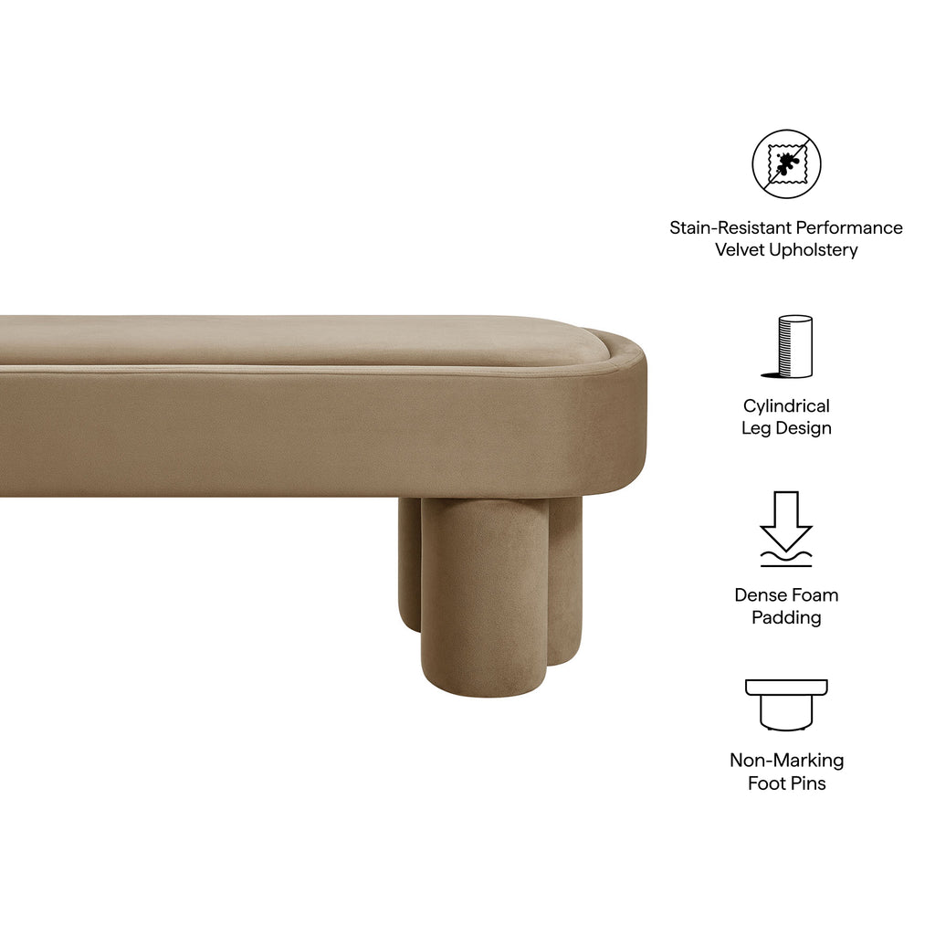 Mossi Oval Performance Velvet Accent Bench - Taupe