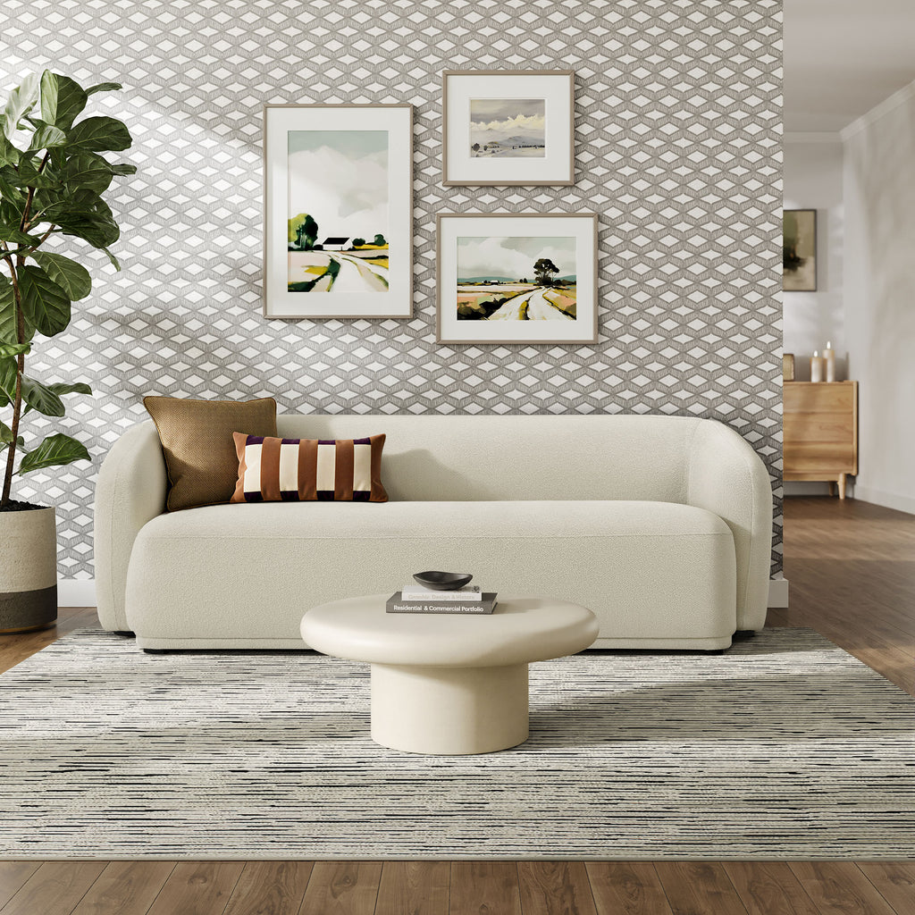 Monica 88 Inch Boucle Fabric Sofa - Cream