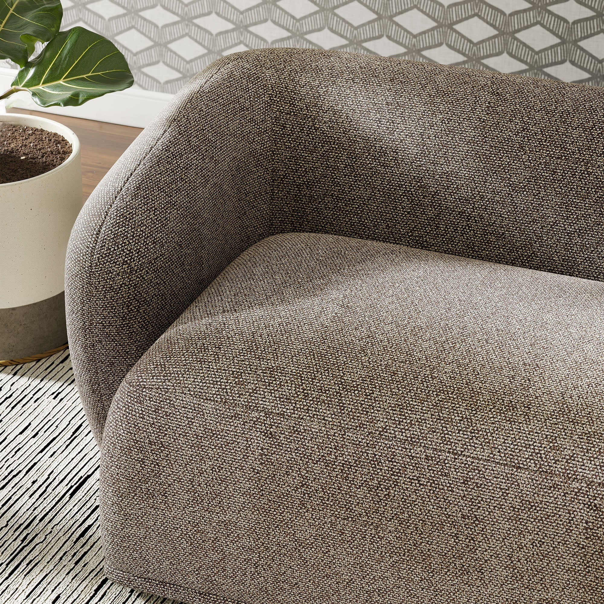 Monica 88 Inch Boucle Fabric Sofa - Earth