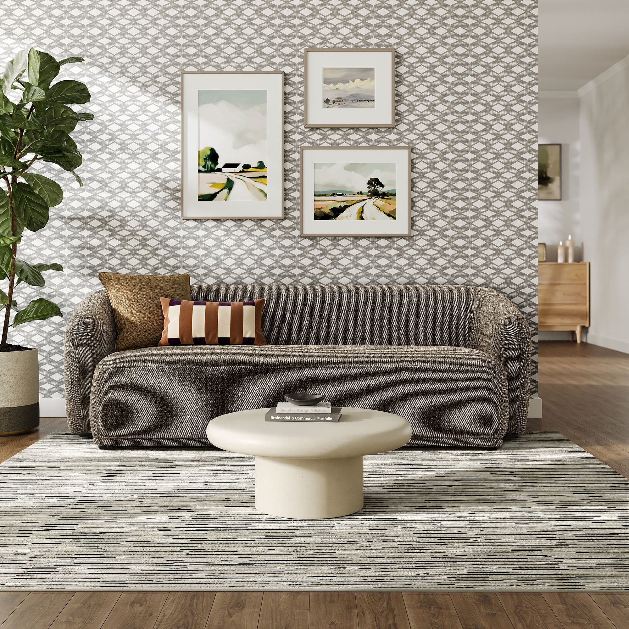 Monica 88 Inch Boucle Fabric Sofa - Earth