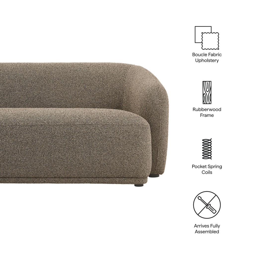 Monica 88 Inch Boucle Fabric Sofa - Earth