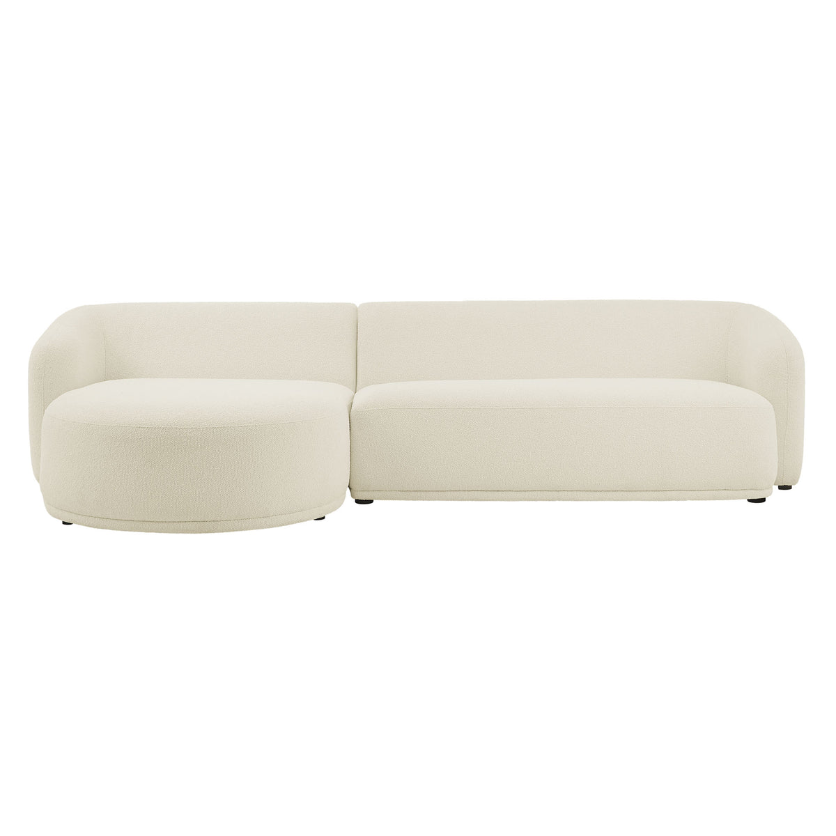 Monica 2 Piece Left Facing Boucle Fabric Modular Sofa with Chaise - Cream