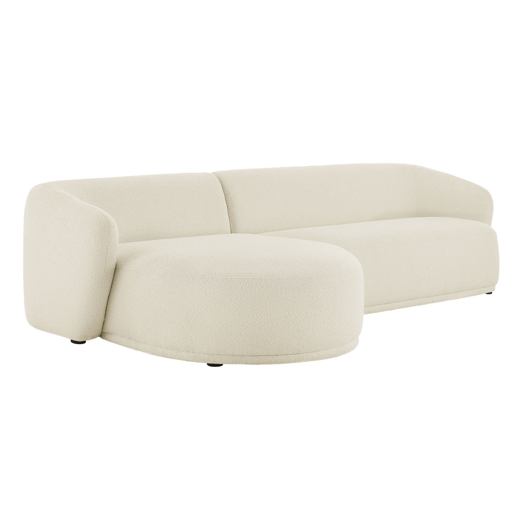 Monica 2 Piece Left Facing Boucle Fabric Modular Sofa with Chaise - Cream