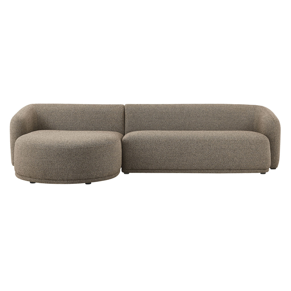 Monica 2 Piece Left Facing Boucle Fabric Modular Sofa with Chaise - Earth
