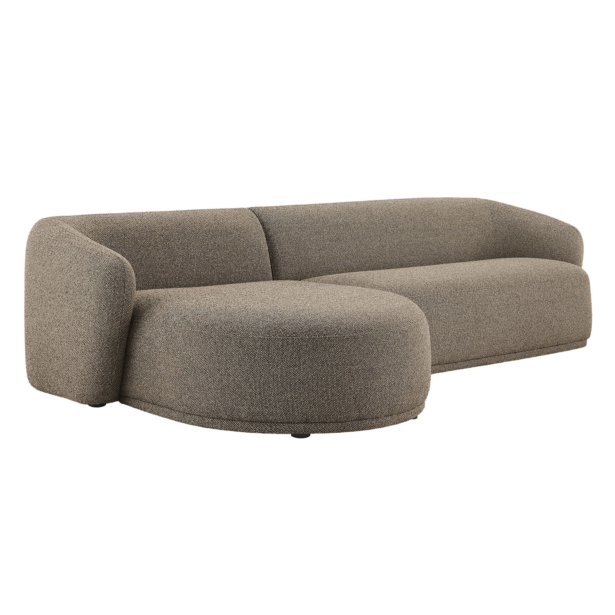 Monica 2 Piece Left Facing Boucle Fabric Modular Sofa with Chaise - Earth