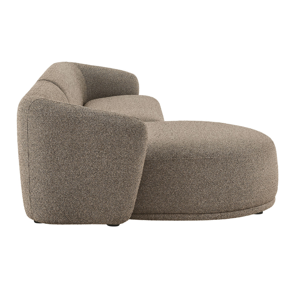 Monica 2 Piece Left Facing Boucle Fabric Modular Sofa with Chaise - Earth