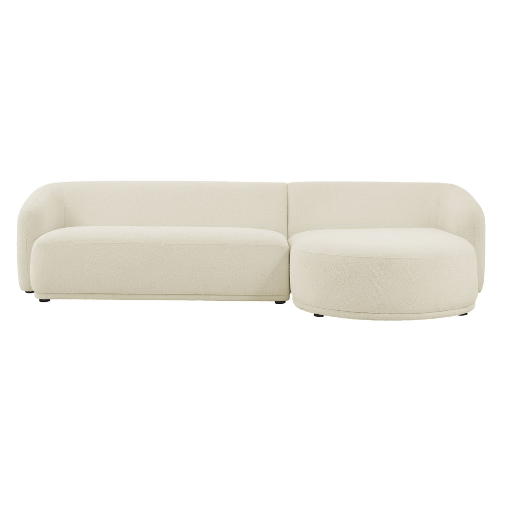 Monica 2 Piece Right Facing Boucle Fabric Modular Sofa with Chaise - Cream