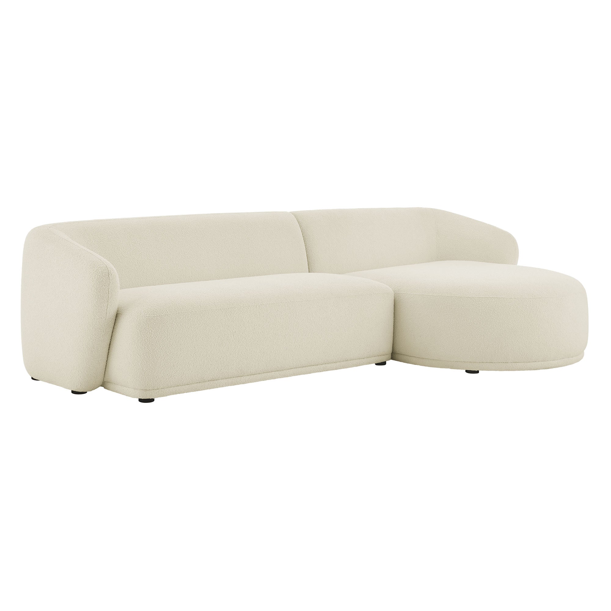 Monica 2 Piece Right Facing Boucle Fabric Modular Sofa with Chaise - Cream