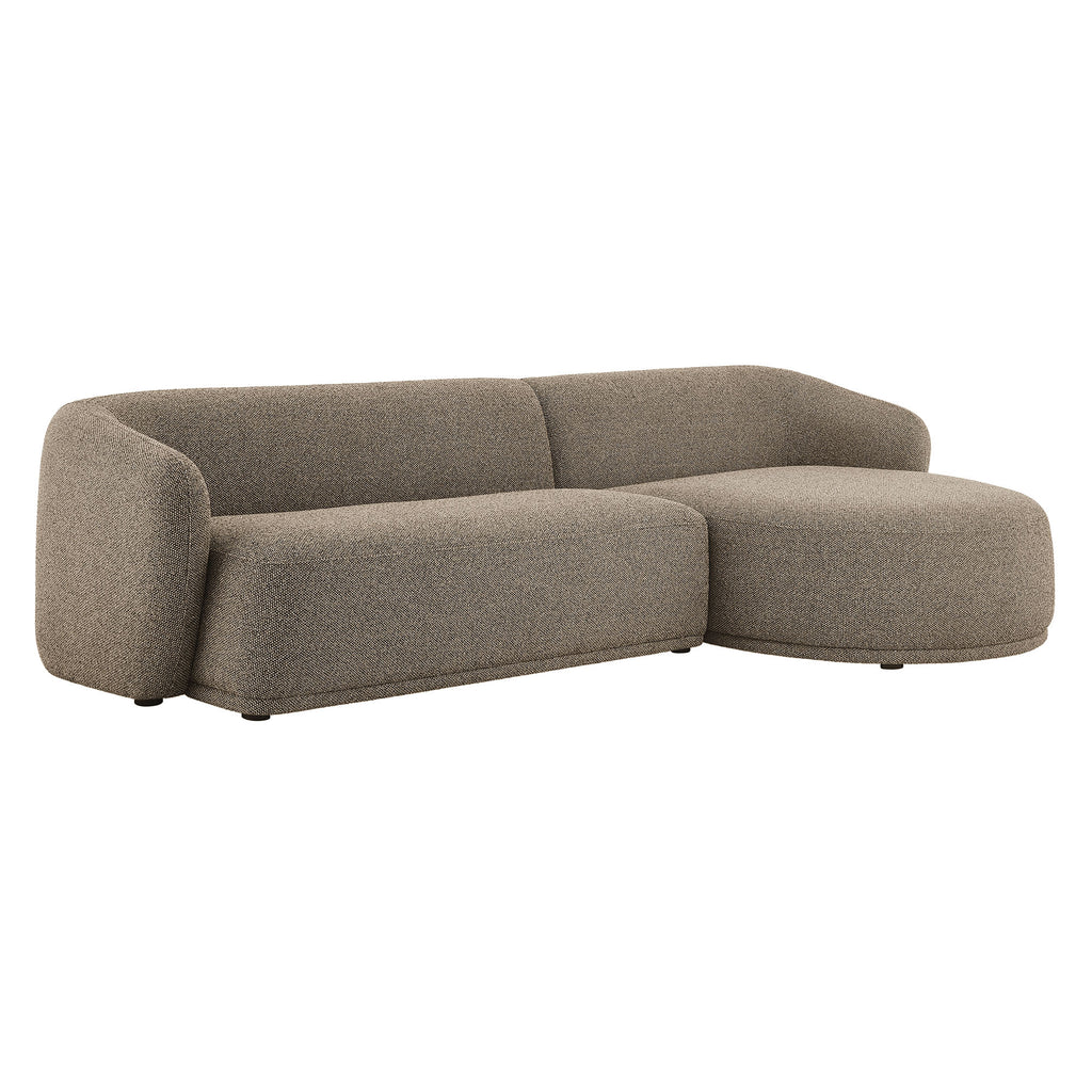 Monica 2 Piece Right Facing Boucle Fabric Modular Sofa with Chaise - Earth