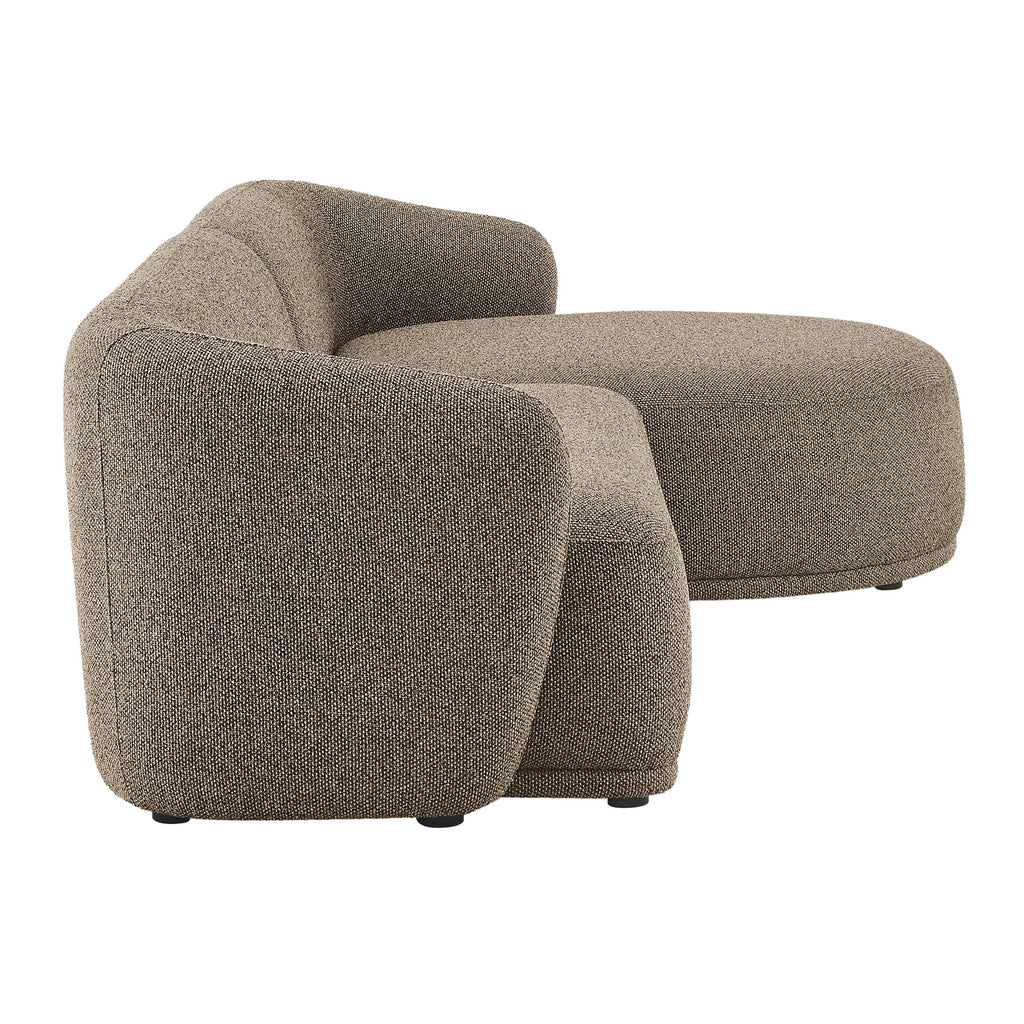 Monica 2 Piece Right Facing Boucle Fabric Modular Sofa with Chaise - Earth