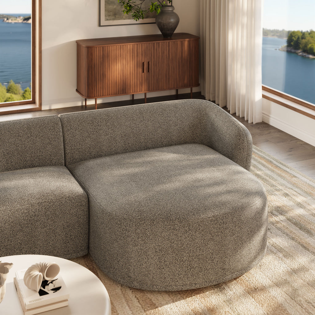 Monica 2 Piece Right Facing Boucle Fabric Modular Sofa with Chaise - Earth