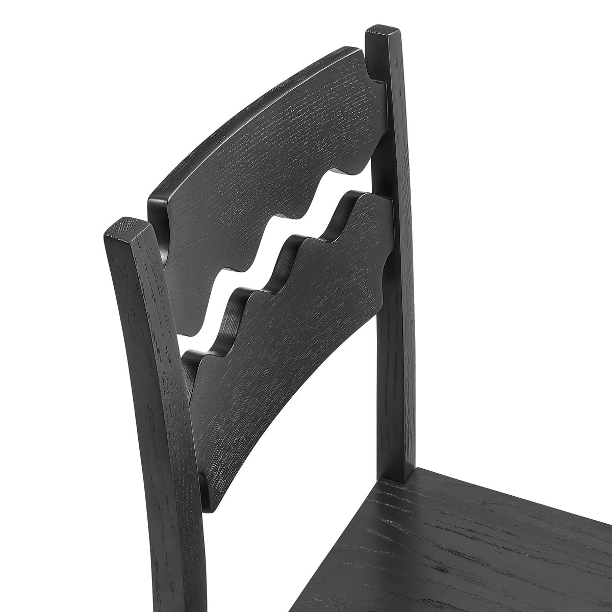 Jax Oak Wood Counter Stool With Wavy Razor Back - Black