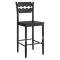 Jax Oak Wood Bar Stool With Wavy Razor Back - Black