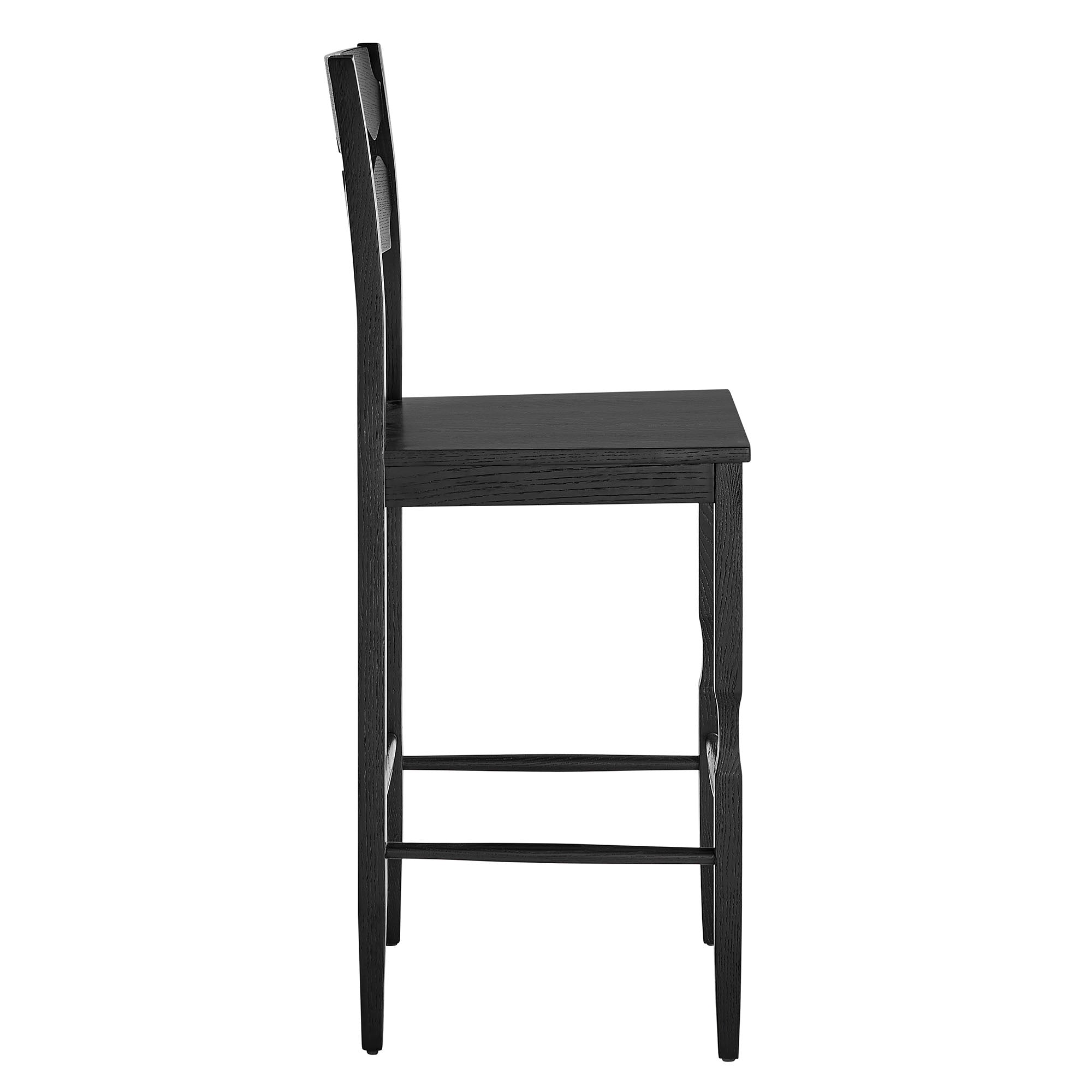 Jax Oak Wood Bar Stool With Wavy Razor Back - Black