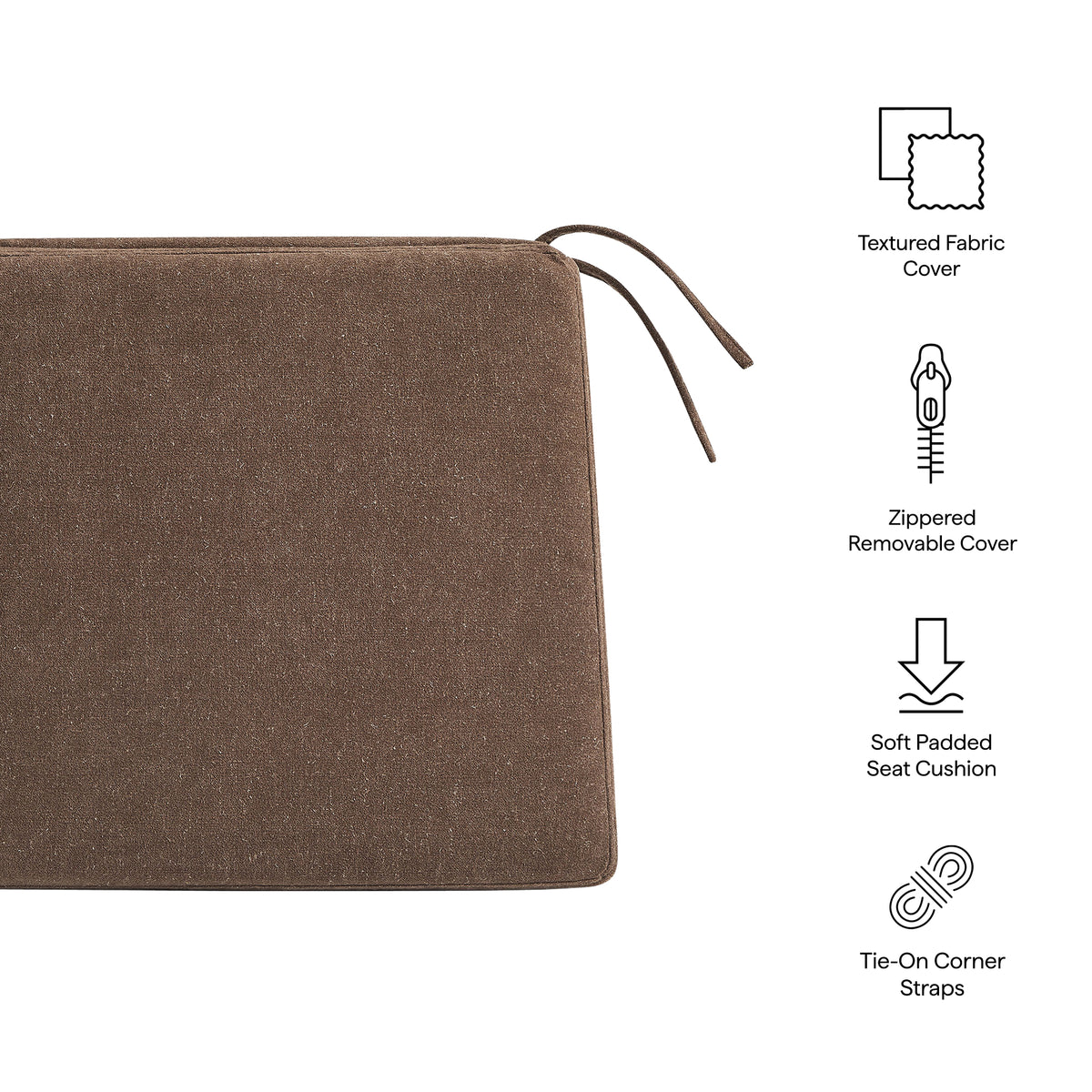 Jax Fabric Dining Chair Seat Cushion - Cocoa