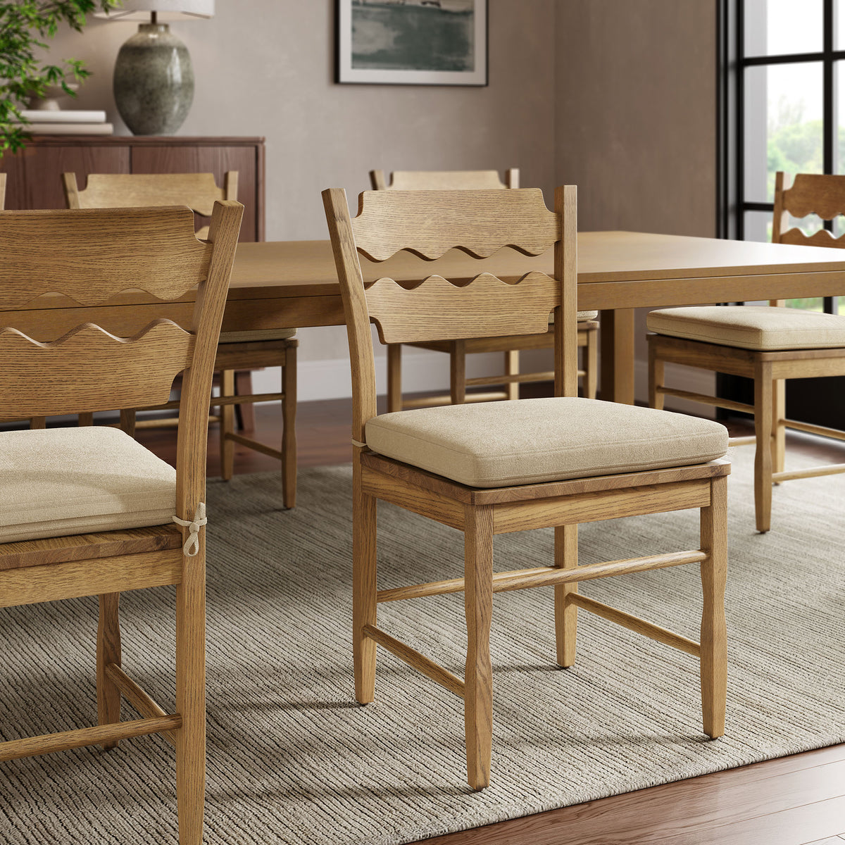 Jax Fabric Dining Chair Seat Cushion - Linen