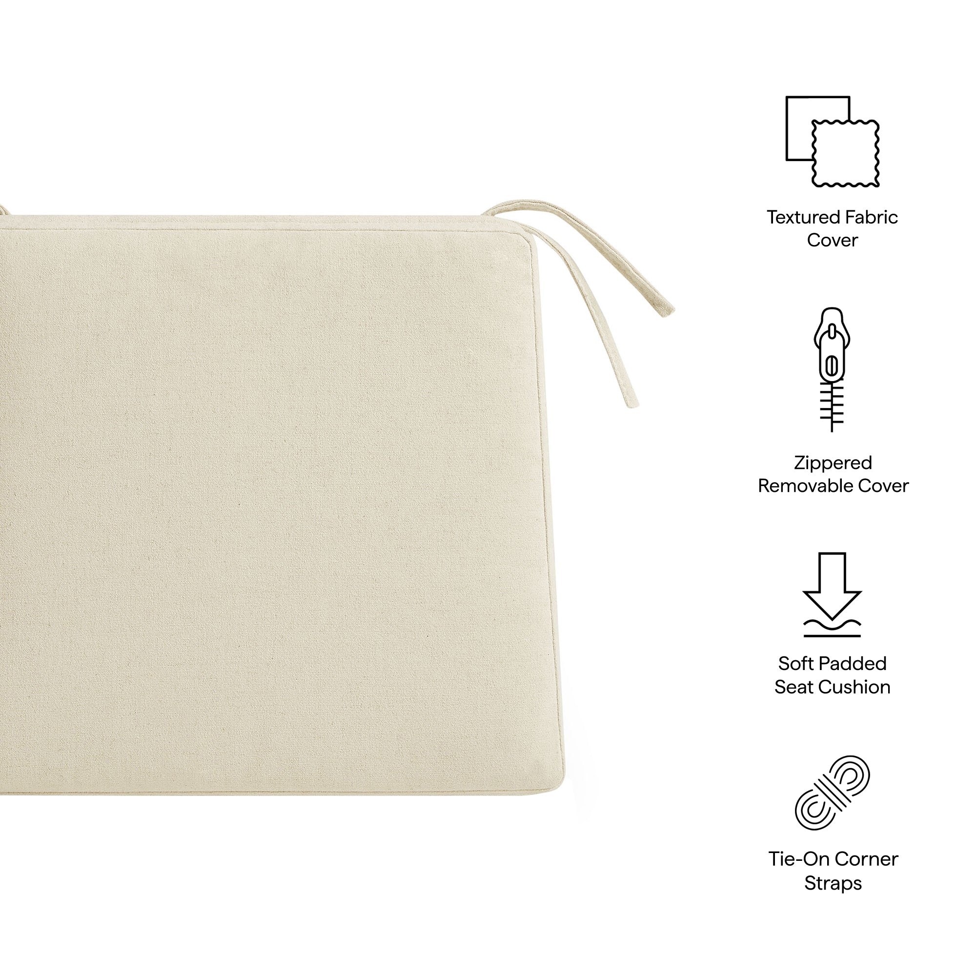 Jax Fabric Dining Chair Seat Cushion - Linen