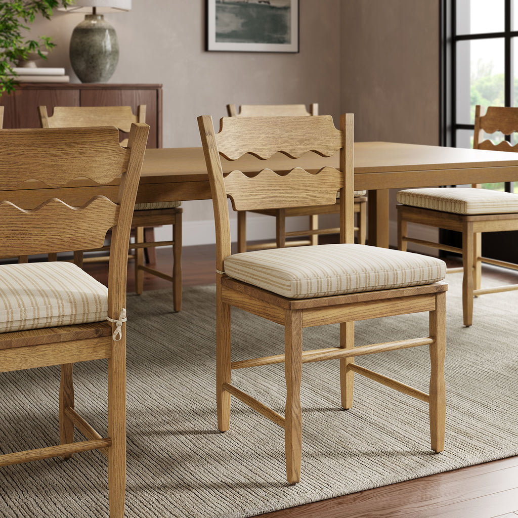 Jax Fabric Dining Chair Seat Cushion - Oatmeal Stripe