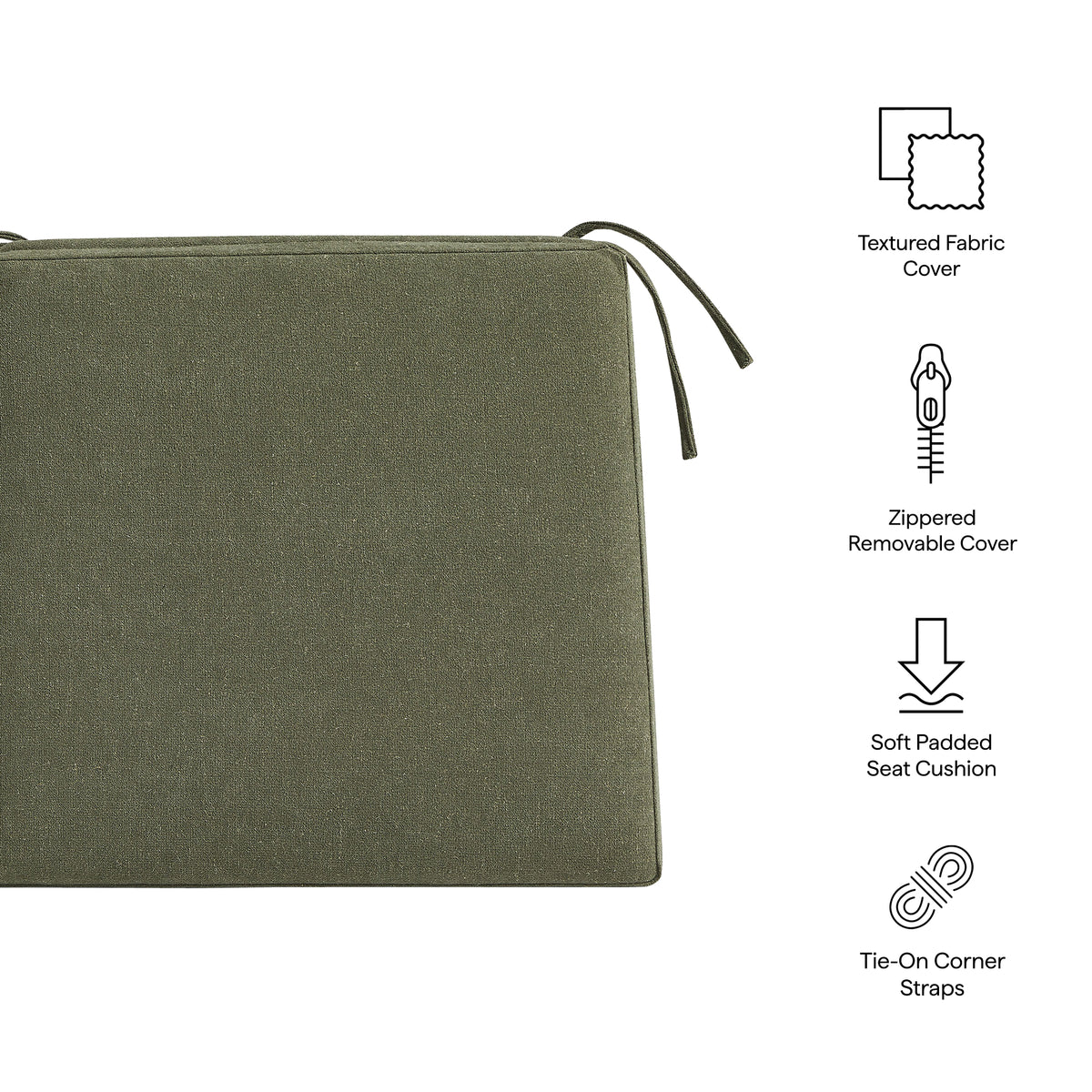 Jax Fabric Dining Chair Seat Cushion - Sage