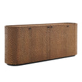 Aven 71.5 Inch Oval Chiseled Wood Sideboard Buffet Cabinet with Hammered Effect - Walnut