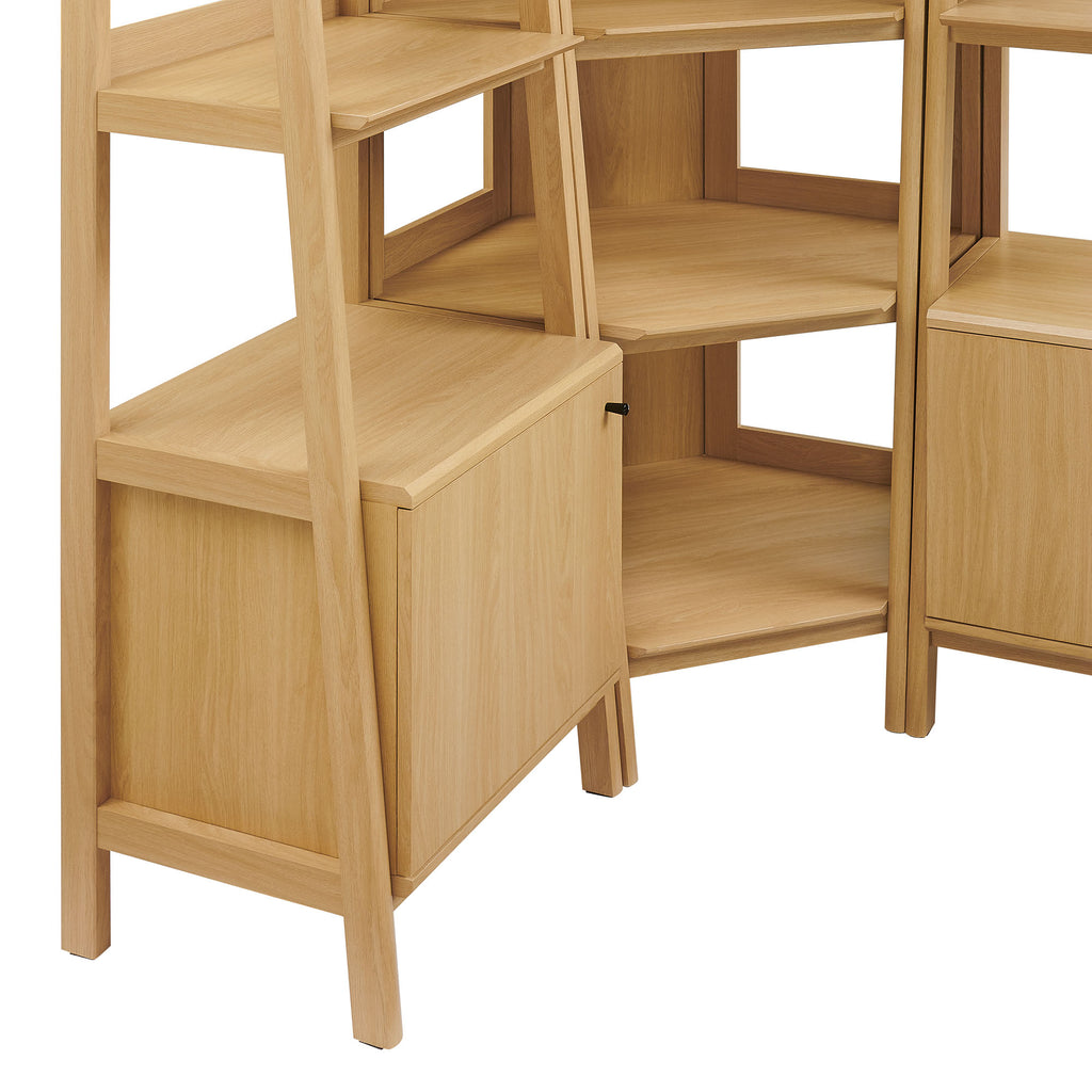 Bixby 3 Piece Corner Bookshelf Set With Wide and Narrow Bookshelves - Oak