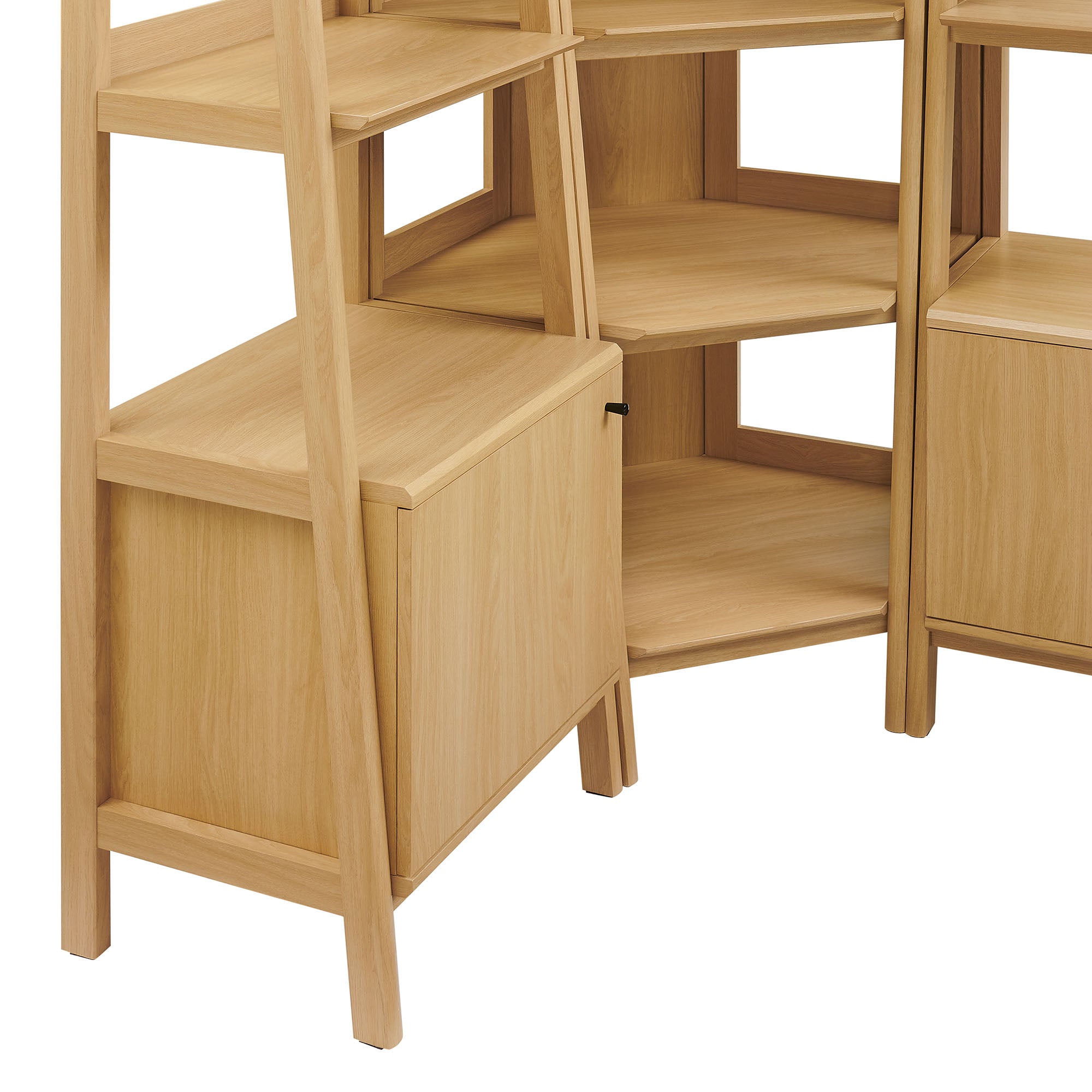 Bixby 3 Piece Corner Bookshelf Set With Wide and Narrow Bookshelves - Oak