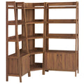 Bixby 3 Piece Corner Bookshelf Set With Wide and Narrow Bookshelves - Walnut