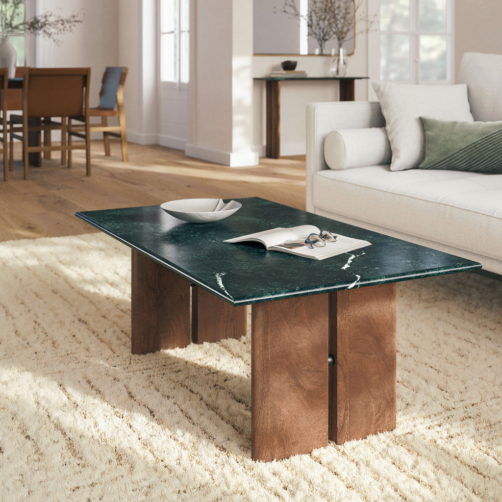 Amistad Marble Coffee Table - Walnut Green Marble