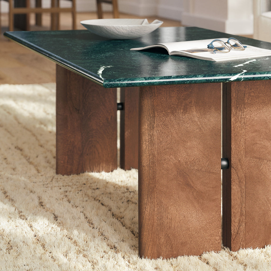 Amistad Marble Coffee Table - Walnut Green Marble