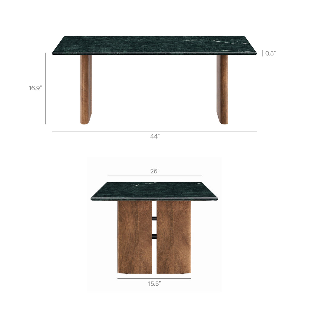 Amistad Marble Coffee Table - Walnut Green Marble